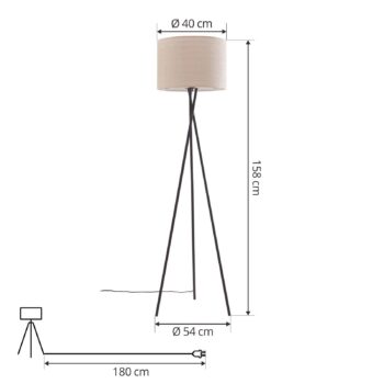 Stojacia lampa Lindby Soula, Ø 40 cm, béžová, plast, E27