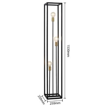 Stojacia lampa Lindby Tiliane, čierna, kov, 3 svetlá, 153 cm