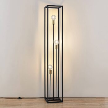 Stojacia lampa Lindby Tiliane, čierna, kov, 3 svetlá, 153 cm