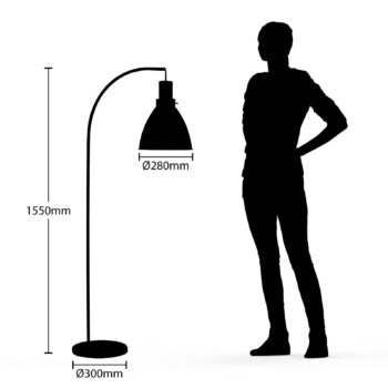 Stojacia lampa Lindby Trebale, čierna, drevo, 154 cm, E27