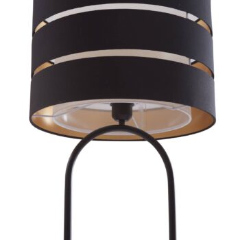 Stojacia lampa Lindby Tsomo, Ø 40 cm, čierna, látka, E27