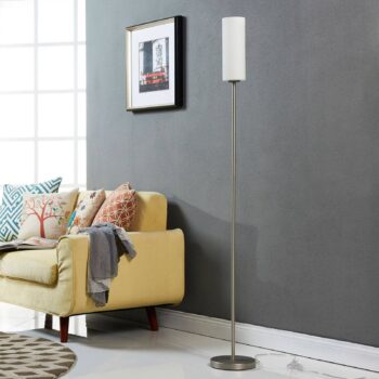 Stojacia lampa Lindby Vinsta, výška 153 cm, biela, sklo, kov