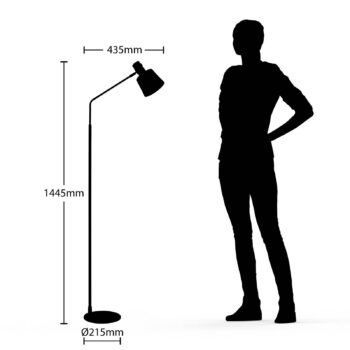 Stojacia lampa Lindby Vlada, 144 cm, mosadz, čierna, kov