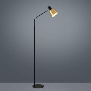 Stojacia lampa Lindby Vlada, 144 cm, mosadz, čierna, kov