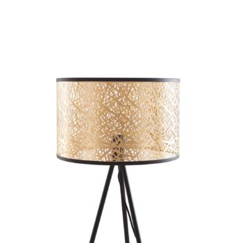 Stojacia lampa Lindby Yonah, zlatá farba, kov, 143 cm, E27