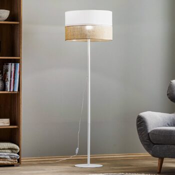 Stojacia lampa Linobianco, tienidlo na lampu z látky a juta