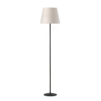 Stojacia lampa Loris, čierna, pieskovo béžové tienidlo