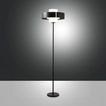 Stojacia lampa Loto, čierna, výška 170 cm, sklo, nožný stmievač, E27