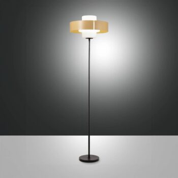 Stojacia lampa Loto, piesková farba, výška 170 cm, nožný stmievač, E27