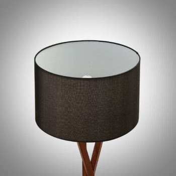 Stojacia lampa Lucande Auriane, trojnožka, čierna, látka, 160 cm