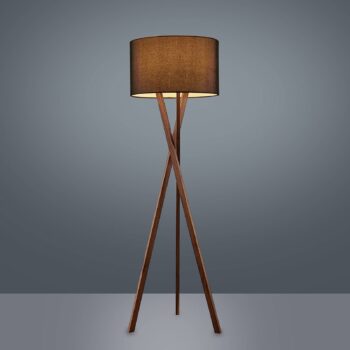 Stojacia lampa Lucande Auriane, trojnožka, čierna, látka, 160 cm