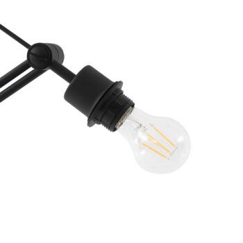 Stojacia lampa Lucande Caelia, čierna, textilná, nastaviteľná