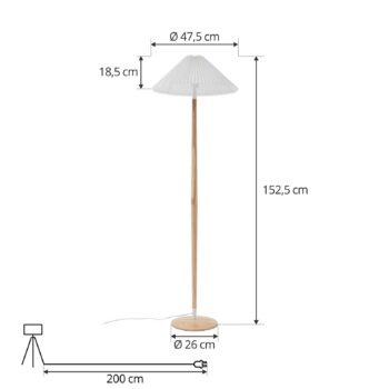 Stojacia lampa Lucande Ellorin, biela, drevo, Ø 47,5 cm, E27