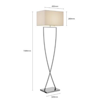 Stojacia lampa Lucande Evaine, chróm/biela, kov, 157 cm, E27