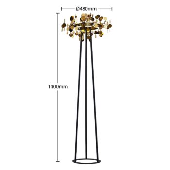 Stojacia lampa Lucande Glimmo LED, čierna, mosadz