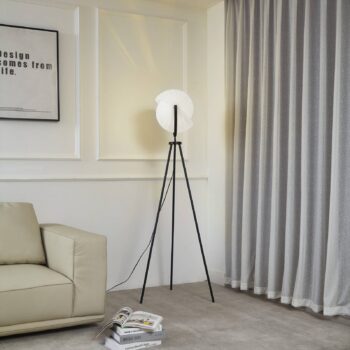 Stojacia lampa Lucande Helva, 150 cm, biela/čierna, otočná