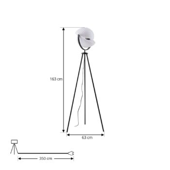Stojacia lampa Lucande Helva, 150 cm, biela/čierna, otočná