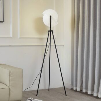 Stojacia lampa Lucande Helva, 150 cm, biela/čierna, otočná