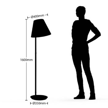 Stojacia lampa Lucande Jinda, biela, drevo, látka, 160 cm, E27
