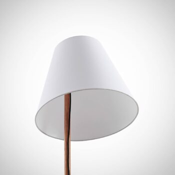 Stojacia lampa Lucande Jinda, biela, drevo, látka, 160 cm, E27