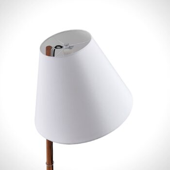 Stojacia lampa Lucande Jinda, biela, drevo, látka, 160 cm, E27