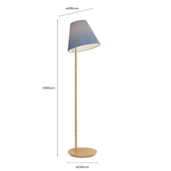 Stojacia lampa Lucande Jinda, modrá, drevo, látka, 160 cm, E27