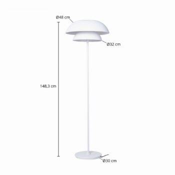 Stojacia lampa Lucande Kellina, 151 cm, biela, kov, E27