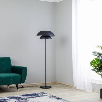 Stojacia lampa Lucande Kellina, 151 cm, čierna, kov, E27