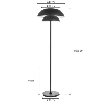 Stojacia lampa Lucande Kellina, 151 cm, čierna, kov, E27
