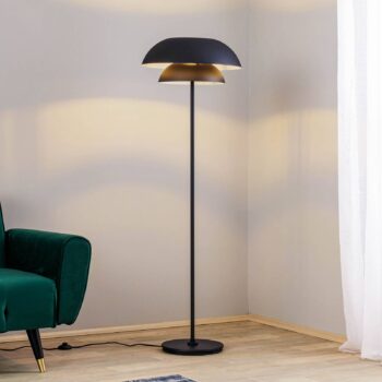 Stojacia lampa Lucande Kellina, 151 cm, čierna, kov, E27