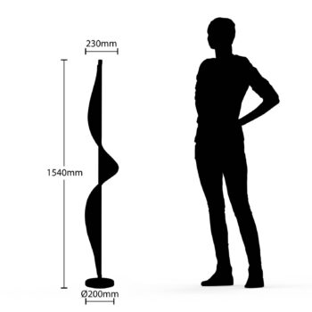 Stojacia lampa Lucande LED Edano, 154 cm, biela, textilná, stmievateľná