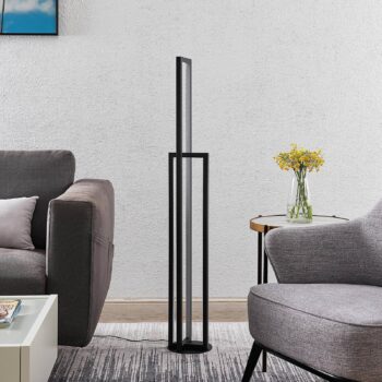 Stojacia lampa Lucande LED Hylda, 123 cm, čierna, hliník