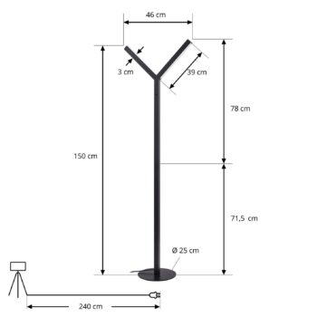 Stojacia lampa Lucande LED Ilian, čierna, kov, CCT, stmievateľné