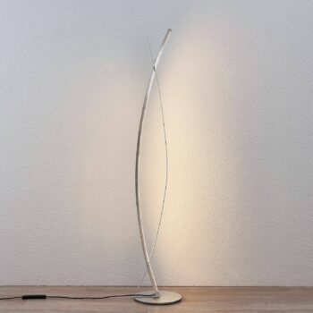Stojacia lampa Lucande LED Marija, strieborná, stmievateľná, 140 cm