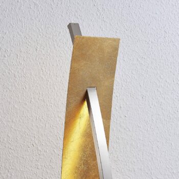 Stojacia lampa Lucande LED Marija, zlatá farba, stmievateľná, 140 cm