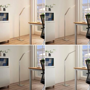 Stojacia lampa Lucande LED Nicano, sivá, kov, CCT, 125 cm