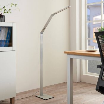 Stojacia lampa Lucande LED Nicano, sivá, kov, CCT, 125 cm