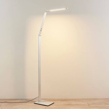 Stojacia lampa Lucande LED Nicano, sivá, kov, CCT, 125 cm