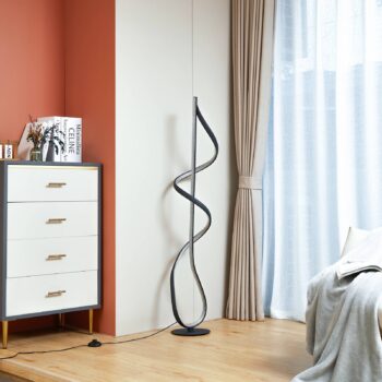 Stojacia lampa Lucande LED Rodado, čierna, 132 cm, hliník