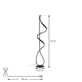 Stojacia lampa Lucande LED Rodado, čierna, 132 cm, hliník