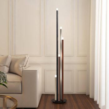 Stojacia lampa Lucande LED Stoika, 150 cm, 5-pl. kov