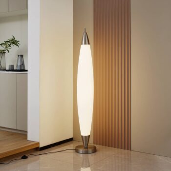 Stojacia lampa Lucande LED Tarell, biela/niklová, 146 cm, stmievateľná