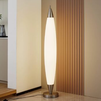 Stojacia lampa Lucande LED Tarell, biela/niklová, 146 cm, stmievateľná