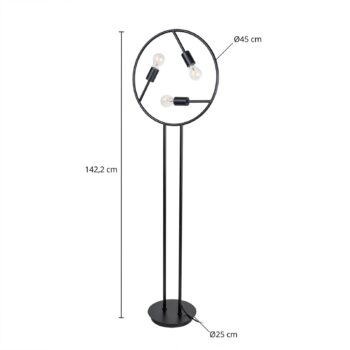 Stojacia lampa Lucande Linnard zo železa, 3 svetlá