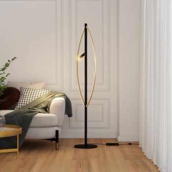 Stojacia lampa Lucande Matwei LED, oválna, mosadz