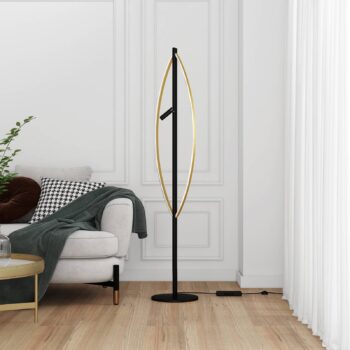 Stojacia lampa Lucande Matwei LED, oválna, mosadz