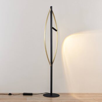 Stojacia lampa Lucande Matwei LED, oválna, mosadz