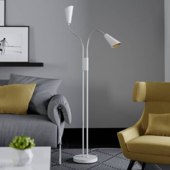 Stojacia lampa Lucande Medira, biela, 2 svetlá, nastaviteľná, GU10
