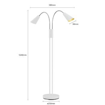 Stojacia lampa Lucande Medira, biela, 2 svetlá, nastaviteľná, GU10