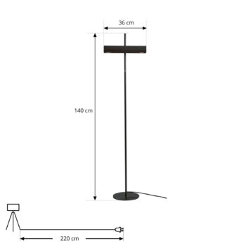 Stojacia lampa Lucande Nysira, sivá metalíza, dvojlampa